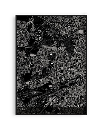 Plakat Mapa Wola, dzielnice Warszawy, PLAKATY GEOMETRYCZNE