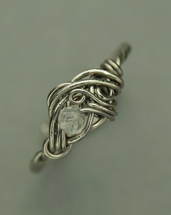 Mini pierścionek regulowany kryształ górski wire wrapping, Agata Rozanska