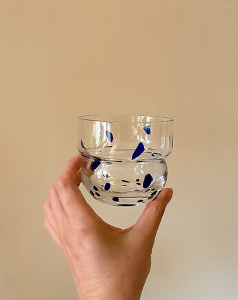 Zestaw Szklanek RUNO - 2 SZTUKI (transparentne w kobaltowe ciapki ) 220ml, FORMY PROSTE