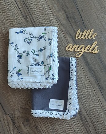 Zestaw pieluszek flanelowych (2 szt)  ciemnoszary-drobne kwiatki, Little Angels