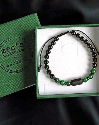 OCHRONA, MIŁOŚĆ - malachit, turmalin - bransoletka regulowana ONE SIZE, kaktusia