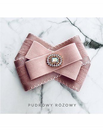 Pudrowa Broszka z aksamitnymi wstążkami, Pudrowy Różowy
