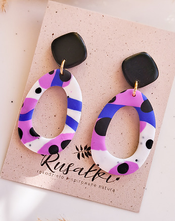 Kolczyki geometryczne w kolorze fioletowym , duże kolczyki, idealny prezent, Dary Rusałki