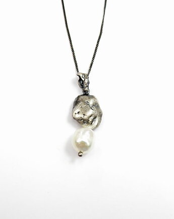Lawa z perłą białą - zawieszka srebrna, VENUS GALERIA