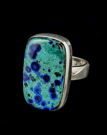 Pierścionek geometric- chryzokola i azuryt, Pracownia Neores