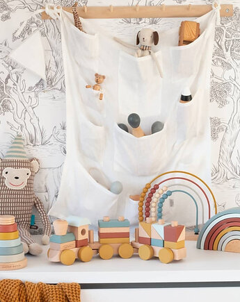 Lniany organizer na ścianę BIAŁY, Nukko Design