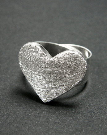 Matowe serce - srebrny pierścionek, srebro 925, Toros Design