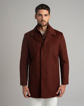 Wełniany płaszcz serre ceglasty, BORGIO