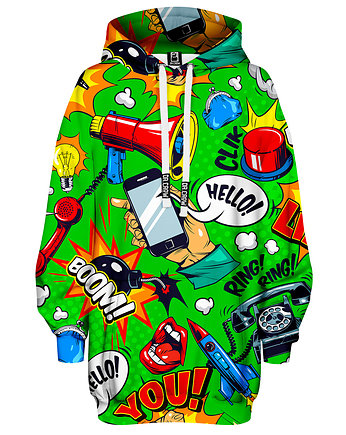 Bluza Oversize Tunika DR.CROW Komiks Green, DrCrow