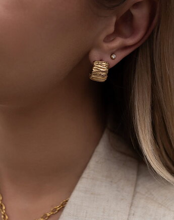 Złote piękne kolczyki ze stali szlachetnej, Paraiso