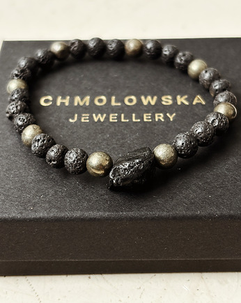 Bransoletka Męska Piryt i Lawa, Chmolowska Jewellery