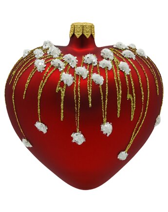 Bombka choinkowa: Serce matowe z brokatem: czerwone, Syn Bombkarza