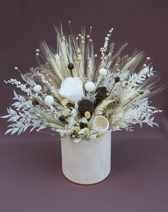 Flowerbox ,,Sen zimowy" stabilizowana róża w welurze, Rondo Kwiatowe