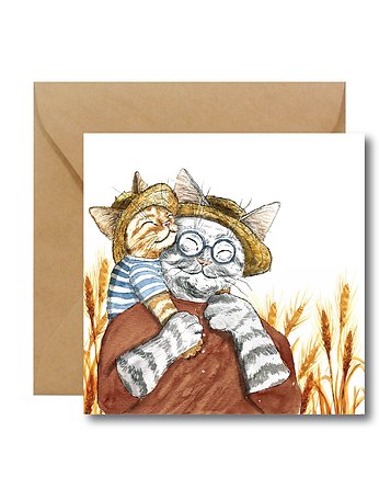 Kartka z kotami na Dzień Dziadka Hi Little, HI LITTLE