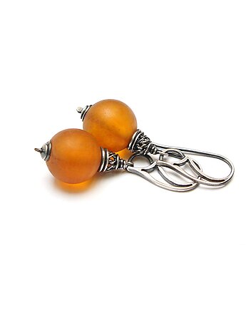 Kolczyki srebrne Amber ball-, Katia i krokodyl