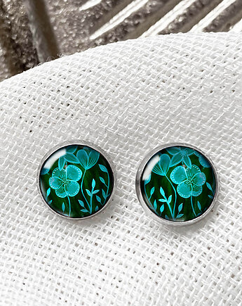 GREEN FLOWERS kolczyki wkrętki na dzień kobiet, muamua design