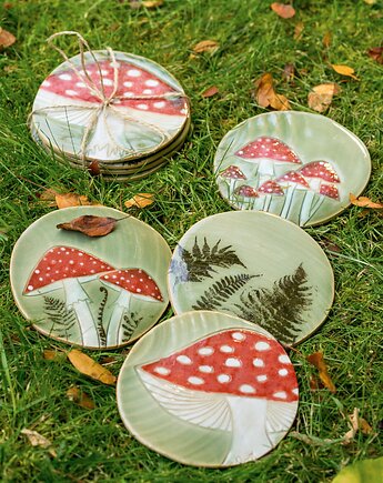 Zestaw Muchomorkowych Podstawek pod Kubki, Zuza Ceramics