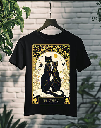 Koszulka - Kocia karta Tarota - Kochankowie, The Lovers #10, Black Sapphire Art