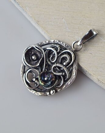 Soreva - srebrny wisior wire-wrapping II, Sunflower Kornelia Kubinowska