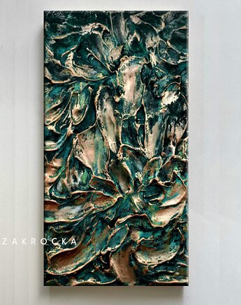 Efektowny duży obraz metaliczny abstrakcyjny płaskorzeźba 80x160cm, art and texture