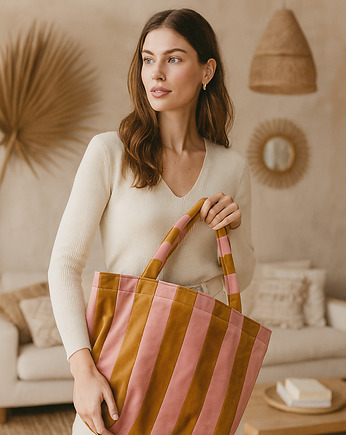 Velvetowa Torba na ramię Róż/Musztarda, nisza