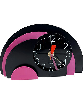 Zegar Kominkowy Memphis Style  Lata 80., Postmodernizm, Czarno-Różowy, Good Old Things