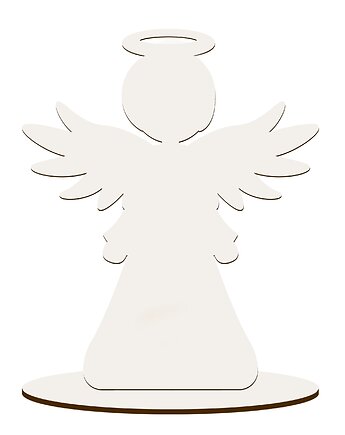 Aniołek Drewniany MDF 10 cm na Podstawce BIAŁY Figurka Ozdobna Świąteczna, smxdsgn
