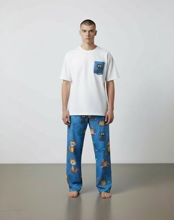 Piżama Unisex bawełniana w koty, HisOutfit