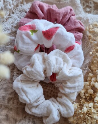 Zestaw 3 scrunchie, maka design