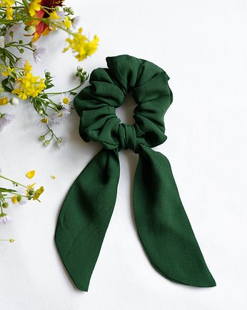 Scrunchie/frotka Bow Butelkowa zieleń, wu handmade