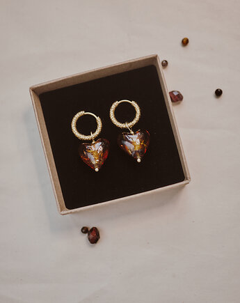 Cini, kolczyki szklane serca, Okruszek Biżuteria