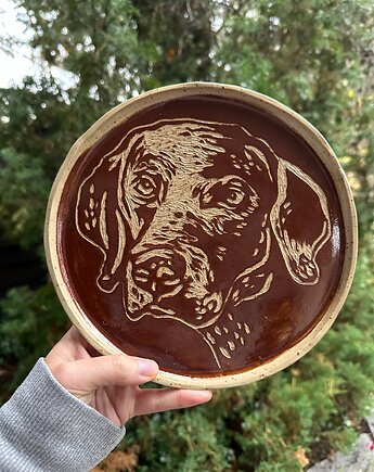 Duży talerz okrągły, patera w pieska, Glina & Lina