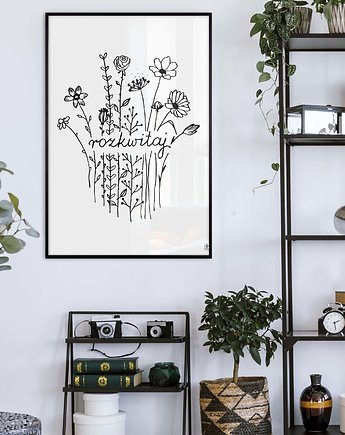 Plakat czarno biały line art, Futuro Design