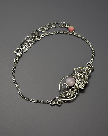 Bransoletka kunzyt wire wrapping stal chirurgiczna, Agata Rozanska