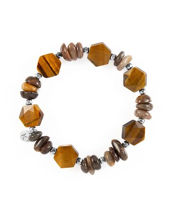 Bransoletka z brązowych kamieni - Wersja Srebrna, Kulka Bransoletki