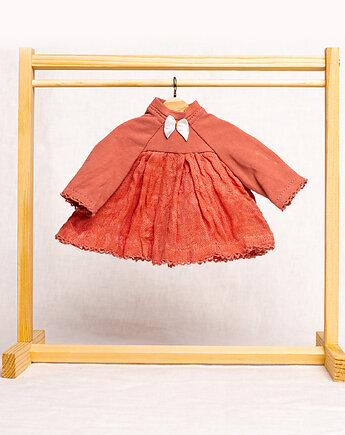 Sukienka lniana dla laki boho 37 cm koralowa, OSOBY - Prezent dla dziewczynki
