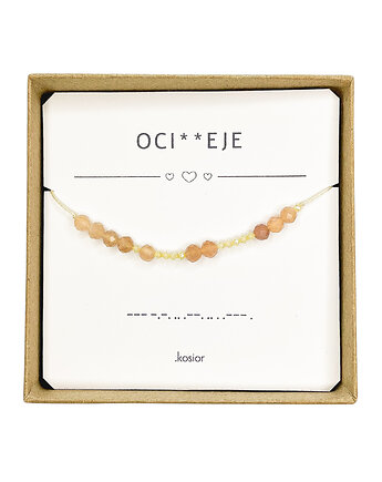 Bransoletka z alfabetem Morse Kamień słoneczny i Kwarc żółty, karolina kosior