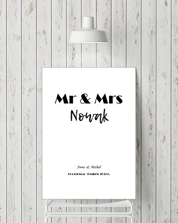 plakat personalizowany Mr & Mrs, sielankowo