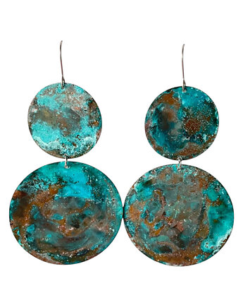 Duże kolczyki podwójne koła z miedzi, Artseko