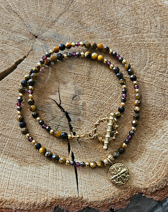 Choker z tygrysim okiem, granatem hematytem, REVEAL