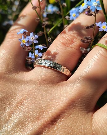 Obrączka młotkowana Drop srebro 925