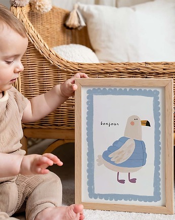 Plakat Mewa Bonjour - Plakaty Na Ścianę Dla Dzieci, Dekoracjan