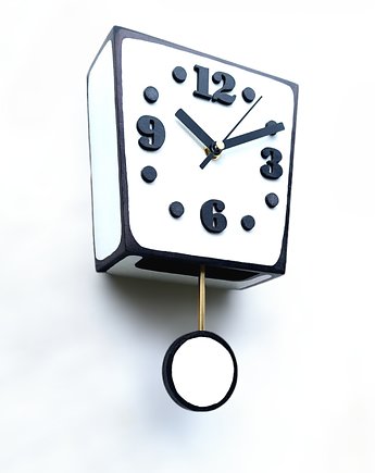 Zegar drewniany z wahadłem ścienny  -  nie tykający, Clock Wood Studio