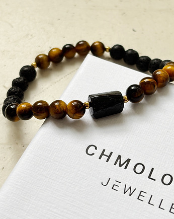 Bransoletka męska Turmalin i Tygrysie Oko, Chmolowska Jewellery