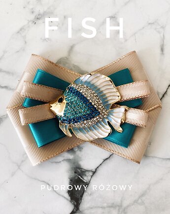 Brosza z Kolekcji FISH z Rybką wysadzaną kryształkami, Pudrowy Różowy
