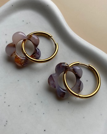 Kolczyki małe kwiatki na kółkach ALE 09, ALE STUDIO