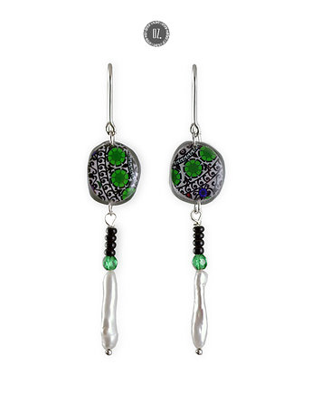 Kolczyki srebrne Greenman Pearl - długie, Olga Zielińska