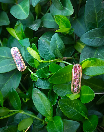 Kolczyki paski z wrzosem, Figa handmade accessories