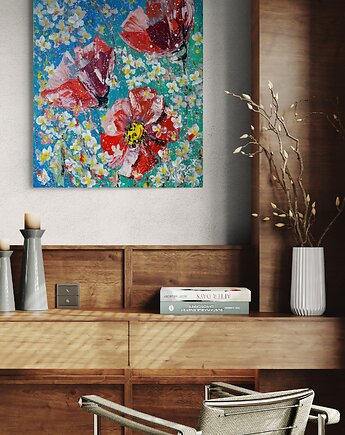 Giclee "Maki na niebieskim tle", 4mara Marina Czajkowska