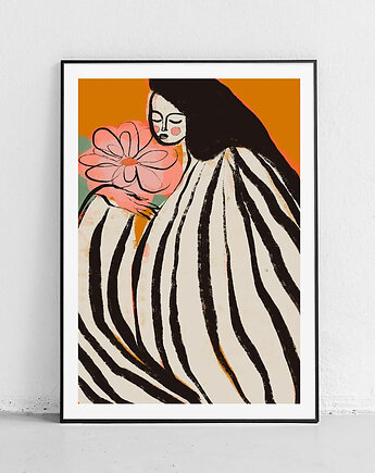 Plakat Kobieta z Kwiatem w Pasiaku, Harvest Maison